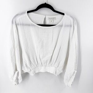 SEA LEVEL SWIM AUSTRALIA‎ White Gauze Smocked Crop Top Womens L